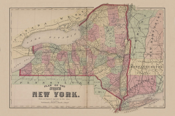 State of New York, New York 1869 - Old Town Map Reprint - Clinton Co. Atlas 7