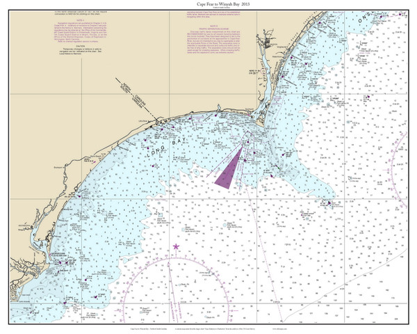 Chart of Lighthouses and Beacons - Cape Fear to Winyah Bay 2013 - Old Map Custom Print General 1100s