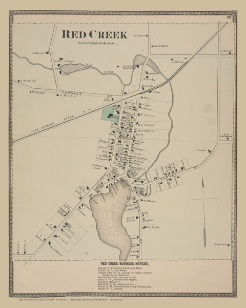 Red Creek, New York 1874 - Old Town Map Reprint - Wayne Co. Atlas 87