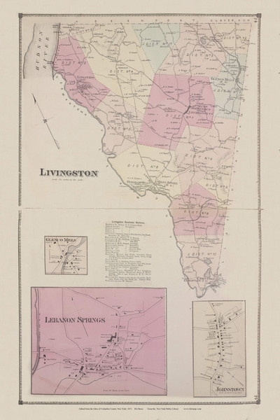 Town of Livingston and Lebanon Springs, Glenco Mills and Johnstown Villages, New York 1873 - Old Town Map Reprint - Columbia Co. Atlas Town of Livingston and Lebanon Springs, Glenco Mills and Johnstown Villages, New York 1873 - Old Town Map Reprint - Columbia Co. Atlas
