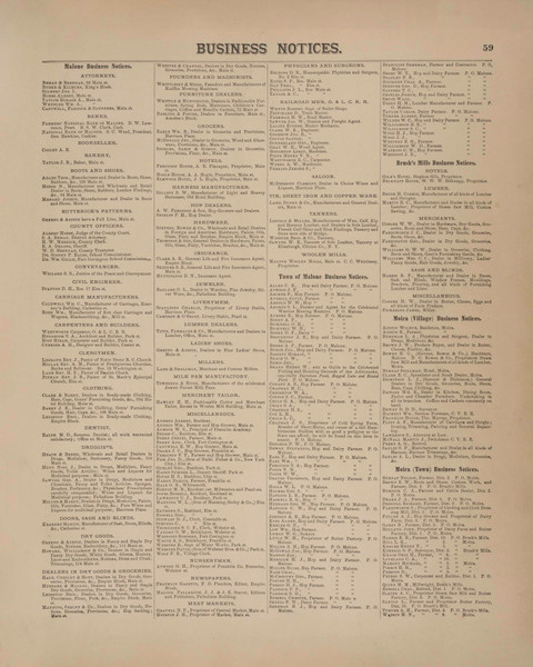 Business Notices, New York 1876 - Old Town Map Reprint - Franklin Co. Atlas