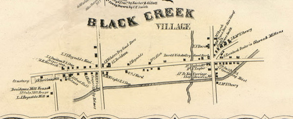 Black Creek Village, New York 1856 Old Town Map Custom Print - Allegany Co.