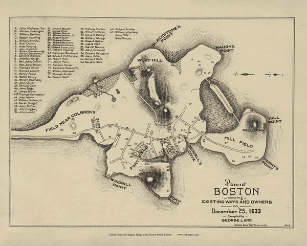Boston 1633 - Boston Early Maps