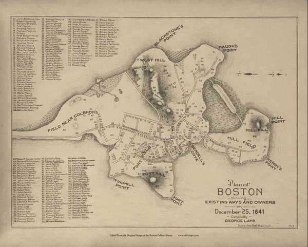 Boston 1641 - Boston Early Maps