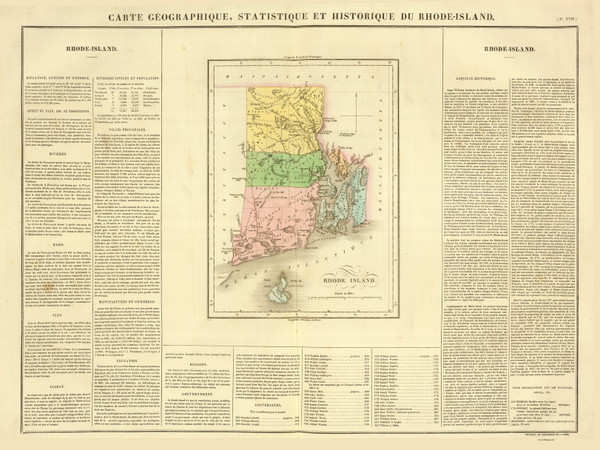 Rhode Island 1825 Carey - Old State Map Reprint