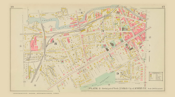 Auburn Plate 3 Wards 2,3,8 &9, New York 1904 - Old Town Map Reprint - Cayuga Co. Atlas 14-15