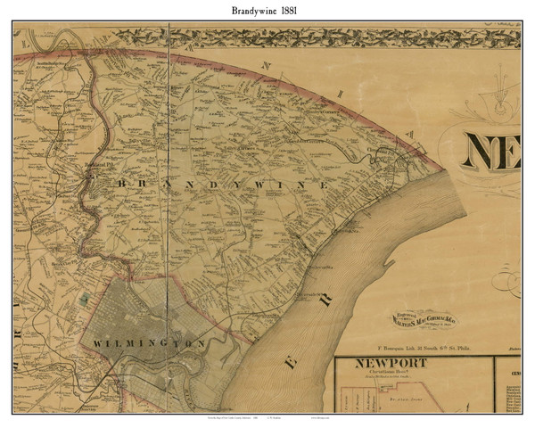 Brandywine, Delaware 1881 Old Town Map Custom Print - New Castle Co.
