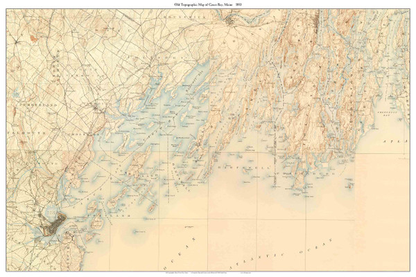 Casco Bay, Maine 1893 - Custom USGS Old Topo Map - Maine
