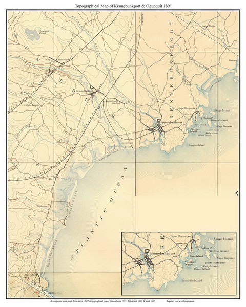 Kennebunkport & Ogunquit 1915 - Custom USGS Old Topo Map - Maine
