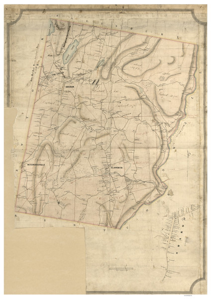 Sharon ca. 1852  - Old Map Reprint - Connecticut Cities Other