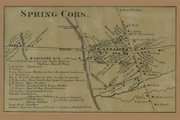 Spring Corners - Spring, Pennsylvania 1865 Old Town Map Custom Print - Crawford Co.