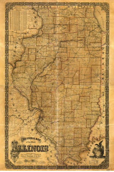 Illinois 1861 Richter - Old State Map Reprint