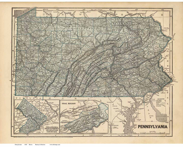 Pennsylvania 1845 Breese, Morse - Coal Regions - Old State Map Reprint