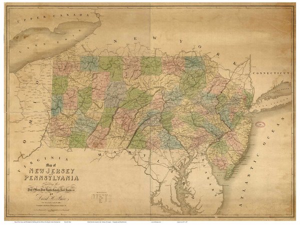 Pennsylvania 1839 Burr - New Jersey & Pennsylvania - Old State Map Reprint