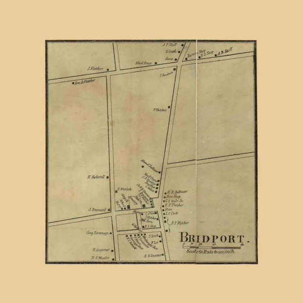 Bridport Village, Vermont 1857 Old Town Map Custom Print - Addison Co. Bridport Village, Vermont 1857 Old Town Map Custom Print - Addison Co.