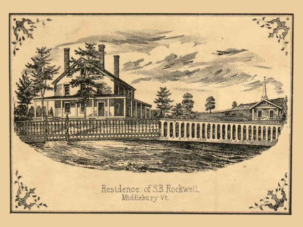 S.B. Rockwell Residence, Middlebury, Vermont 1857 Old Town Map Custom Print - Addison Co.