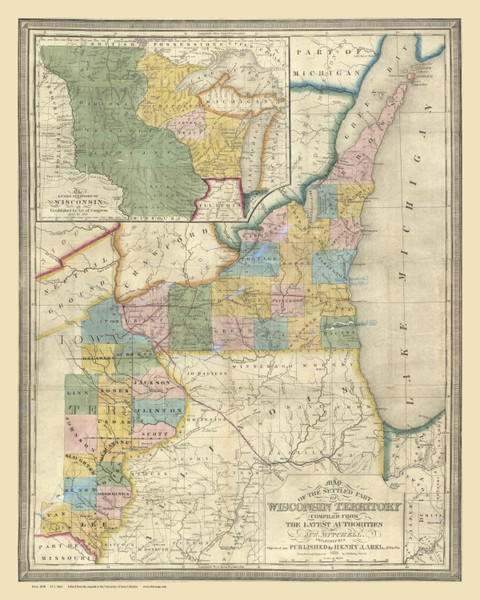 Iowa 1838 Mitchell - Eastern Iowa - Old State Map Reprint