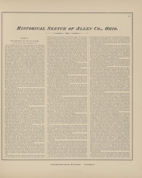 Historical Sketch of Allen County Ohio 1880 Old Town Map Custom Reprint - Allen Co. Atlas 13