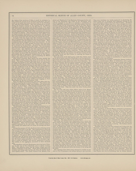 Historical Sketch of Allen County Ohio 1880 Old Town Map Custom Reprint - Allen Co. Atlas 14