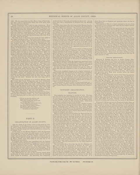 Historical Sketch of Allen County Ohio 1880 Old Town Map Custom Reprint - Allen Co. Atlas 20