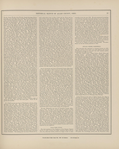 Historical Sketch of Allen County Ohio 1880 Old Town Map Custom Reprint - Allen Co. Atlas 27