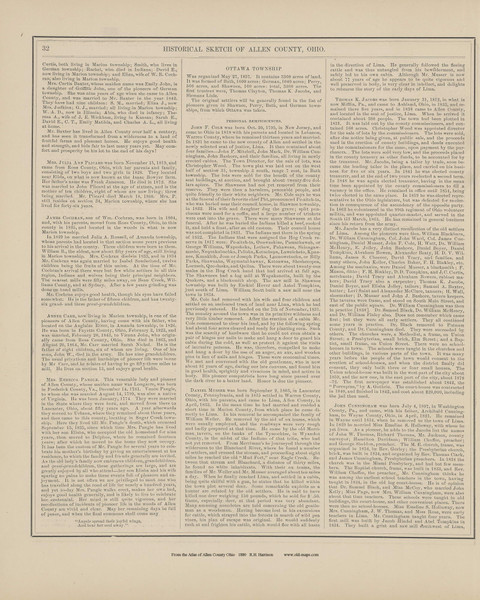 Historical Sketch of Allen County Ohio 1880 Old Town Map Custom Reprint - Allen Co. Atlas 32