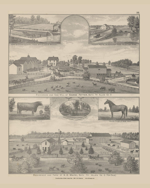 Residences & Farms of George Fetter & H. C. White - Ohio 1880 Old Town Map Custom Reprint - Allen Co. Atlas Residences & Farms of George Fetter & H. C. White - Ohio 1880 Old Town Map Custom Reprint - Allen Co. Atlas