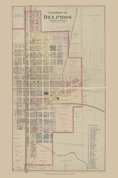 East Part of Delphos Ohio 1880 Old Town Map Custom Reprint - Allen Co. Atlas East Part of Delphos Ohio 1880 Old Town Map Custom Reprint - Allen Co. Atlas
