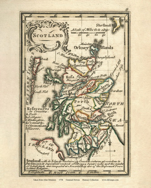 Scotland - 1758 Bowen 13 - World Atlases