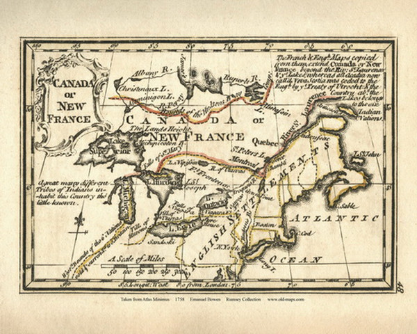 Canada or New France - 1758 Bowen 52 - World Atlases Canada or New France - 1758 Bowen 52 - World Atlases
