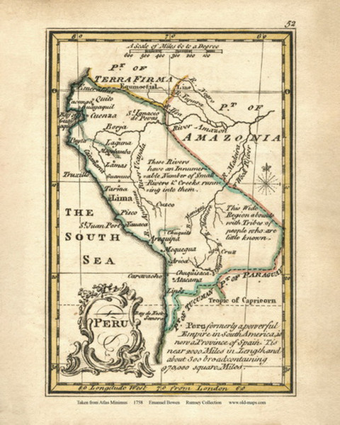 Peru - 1758 Bowen 56 - World Atlases