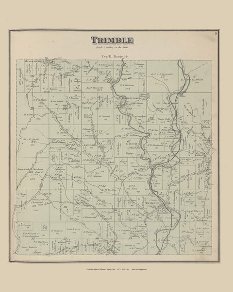 Trimble Ohio 1875 Old Town Map Custom Reprint - Athens Co. Atlas 7 Trimble Ohio 1875 Old Town Map Custom Reprint - Athens Co. Atlas 7