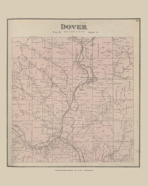 Dover Ohio 1875 Old Town Map Custom Reprint - Athens Co. Atlas 18 Dover Ohio 1875 Old Town Map Custom Reprint - Athens Co. Atlas 18