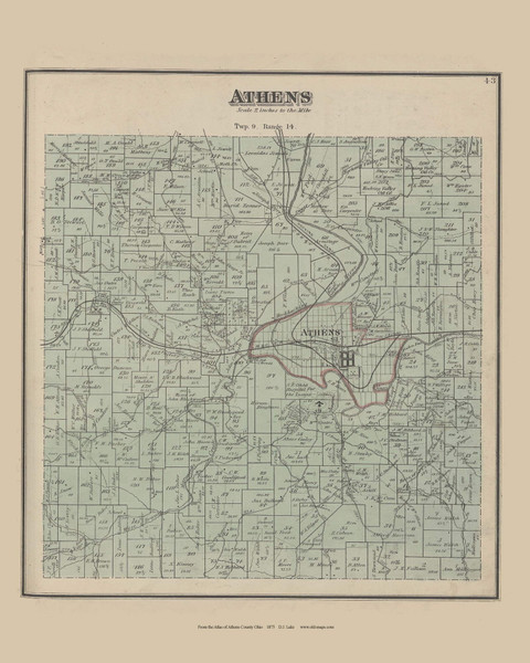 Athens Ohio 1875 Old Town Map Custom Reprint - Athens Co. Atlas 29 Athens Ohio 1875 Old Town Map Custom Reprint - Athens Co. Atlas 29