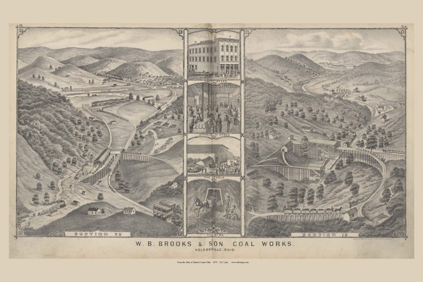 W.B. Brooks & Son Coal Works - Ohio 1875 Old Town Map Custom Reprint - Athens Co. Atlas 32