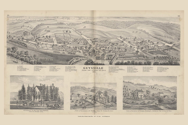 Guysville, Residence of Col. N. H. Van Vorhes, Farm & Residence of N. W. Dean and Farm & Residence of Thomas Robinett - Ohio 1875 Old Town Map Custom Reprint - Athens Co. Atlas 40 Guysville, Residence of Col. N. H. Van Vorhes, Farm & Residence of N. W. Dean and Farm & Residence of Thomas Robinett - Ohio 1875 Old Town Map Custom Reprint - Athens Co. Atlas 40