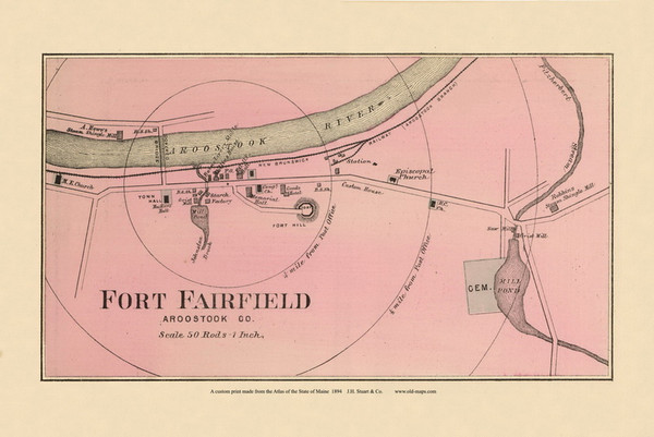 Fort Fairfield Village 18a, Maine 1894 Old Map Reprint - Stuart State Atlas