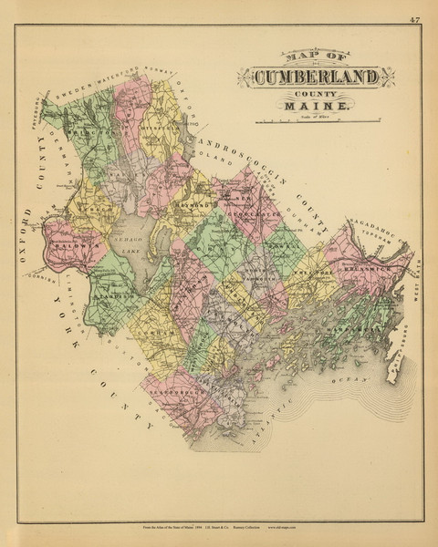 Cumberland County 19, Maine 1894 Old Map Reprint - Stuart State Atlas