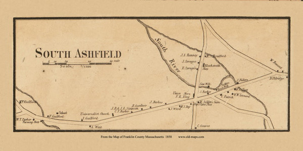 South Ashfield - Ashfield Massachusetts 1858 Old Town Map Custom Print - Franklin Co.