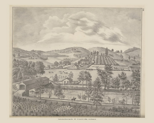 Picture of Farm and Bridge - Ohio 1876 Old Town Map Custom Reprint - Brown Co Atlas 24