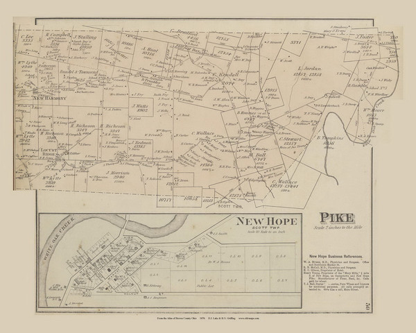 Town of Pike and New Hope Village - Ohio 1876 Old Town Map Custom Reprint - Brown Co Atlas 52 Town of Pike and New Hope Village - Ohio 1876 Old Town Map Custom Reprint - Brown Co Atlas 52