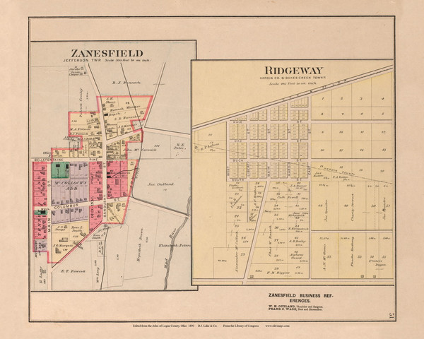 Zanesfield and Ridgeway Ohio 1890 Old Town Map Custom Reprint - Logan Co. Atlas 51 Zanesfield and Ridgeway Ohio 1890 Old Town Map Custom Reprint - Logan Co. Atlas 51