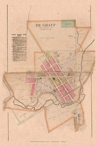 DeGraff Ohio 1890 Old Town Map Custom Reprint - Logan Co. Atlas 53 DeGraff Ohio 1890 Old Town Map Custom Reprint - Logan Co. Atlas 53