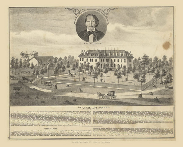 Carder Infirmary and Portrait of Peter Carder - Ohio 1875 Old Town Map Custom Reprint - Fayette Co. Atlas 13 Carder Infirmary and Portrait of Peter Carder - Ohio 1875 Old Town Map Custom Reprint - Fayette Co. Atlas 13