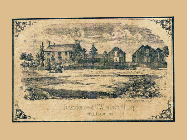 CW Brownell Residence - Williston, Vermont 1857 Old Town Map Custom Print - Chittenden Co.