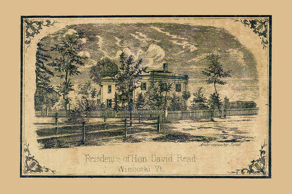 David Read Residence - Winooski, Vermont 1857 Old Town Map Custom Print - Chittenden Co.