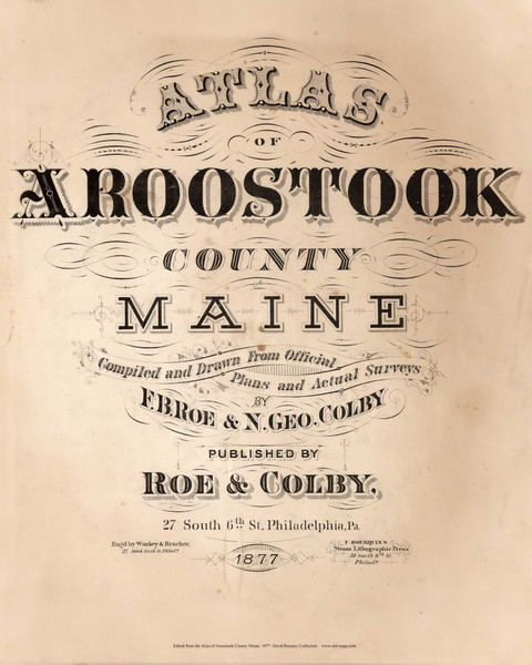 Title Page, Maine 1877 Old Map Reprint - Aroostook Co. 1