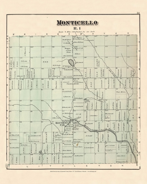 Monticello, Maine 1877 Old Town Map Reprint - Aroostook Co. 51 Monticello, Maine 1877 Old Town Map Reprint - Aroostook Co. 51