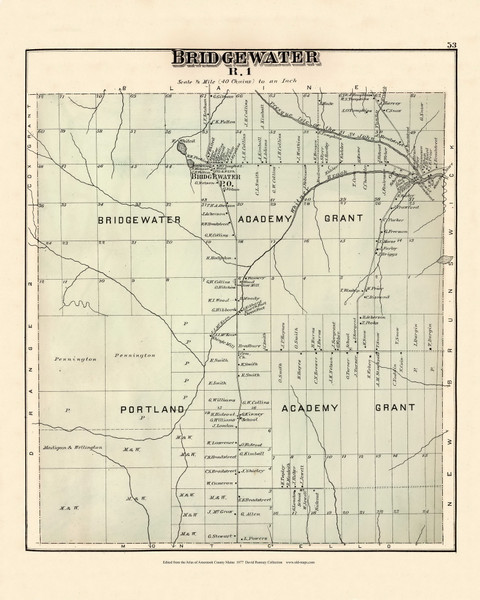 Bridgewater Bridgewater Academy Grant Portland Academy Grant, Maine 1877 Old Town Map Reprint - Aroostook Co. 53