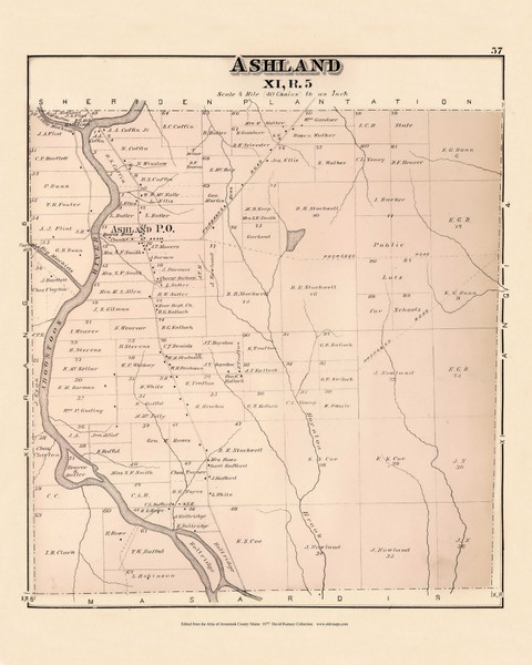 Ashland, Maine 1877 Old Town Map Reprint - Aroostook Co. 57